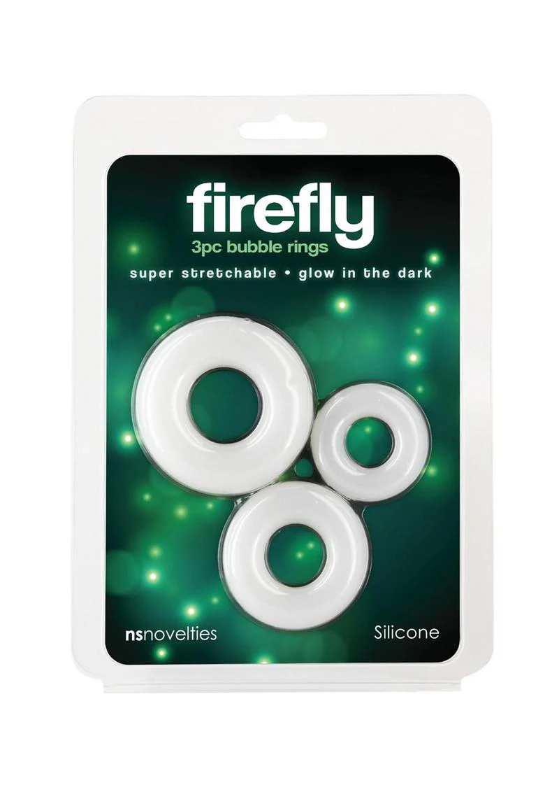 Firefly Glow in the Dark Bubble Rings Stretchable Silicone Cock Ring Set - Image 4