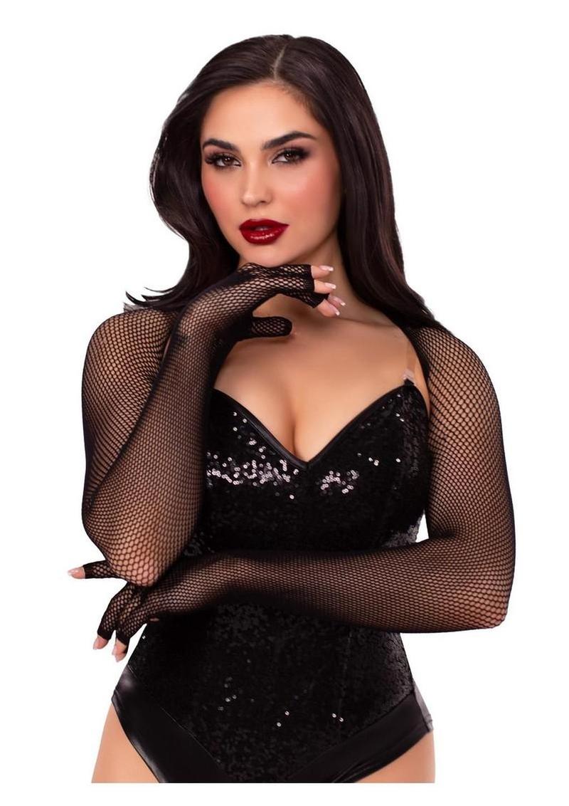 Fishnet Fingerless Gloved Shrug