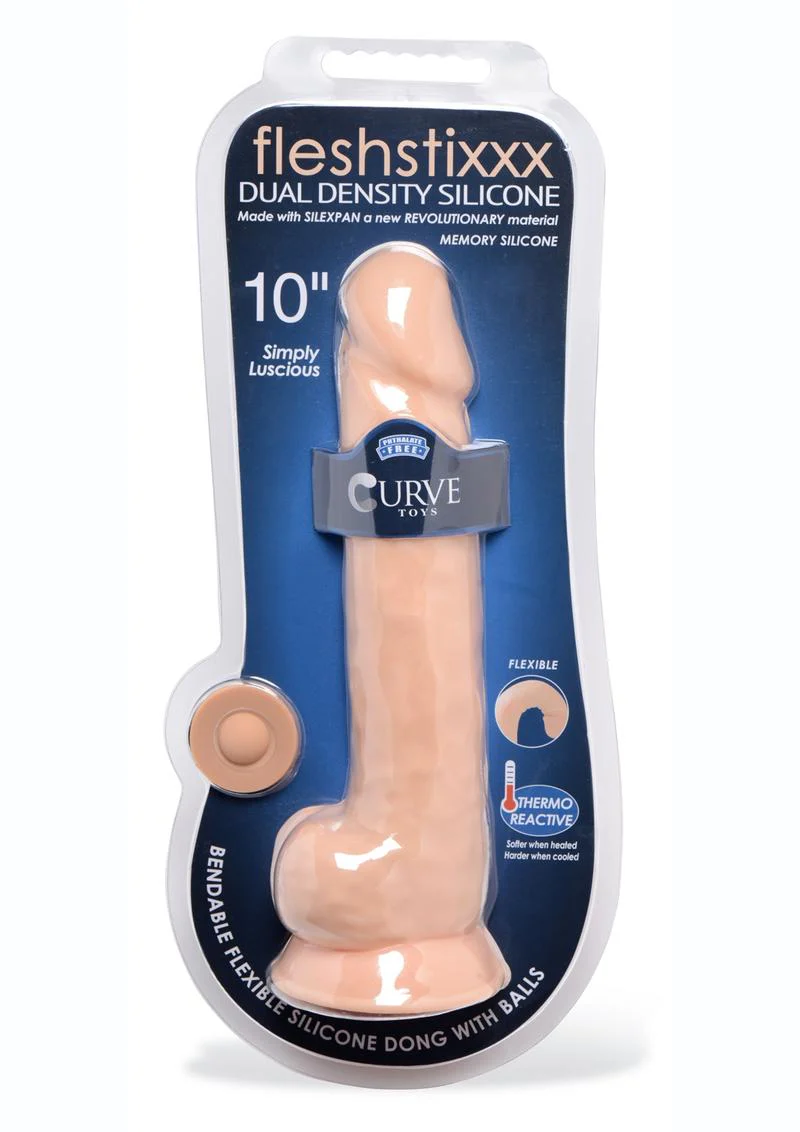 Fleshstixxx Dual Density Silicone Bendable Dong with Balls - Image 27
