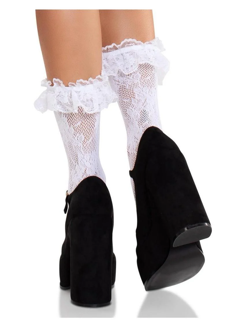 Floral Lace Anklet Ruffle Trim Socks - Image 6