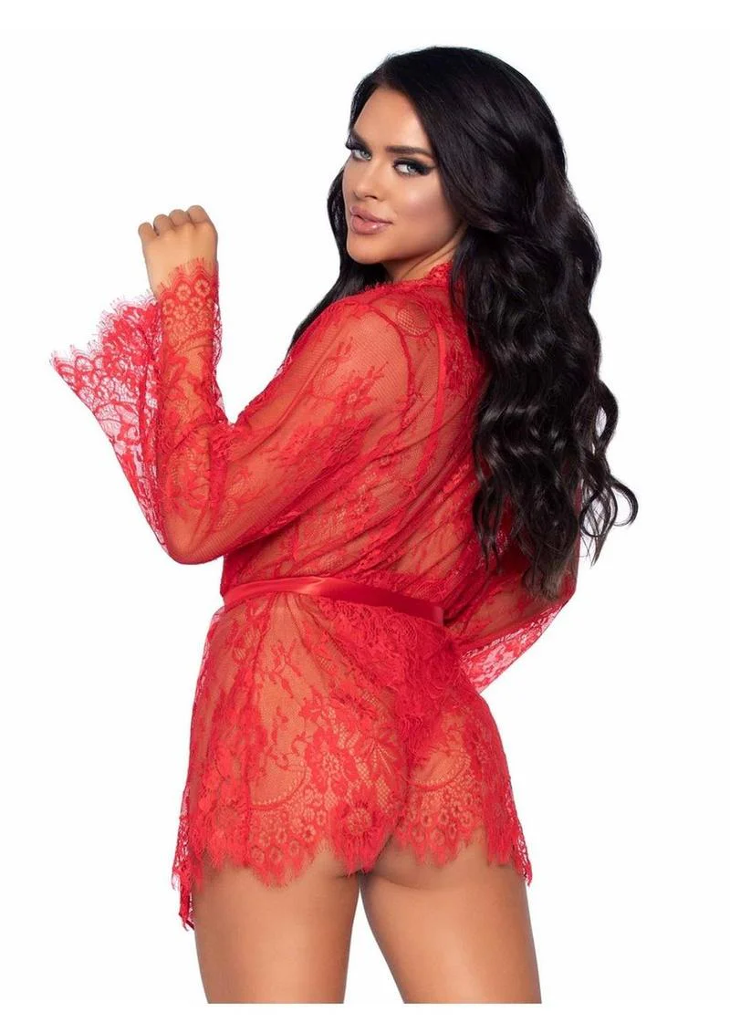 Floral Lace Teddy with Adjustable Straps and Satin Tie - Image 7
