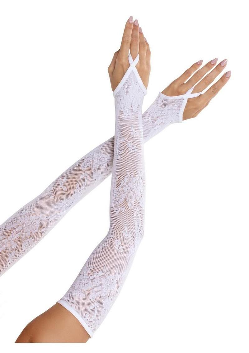 Floral Net Extra Long Gauntlet Arm Warmers - Image 2