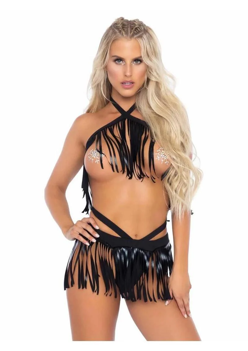 Fringe Halter Top and Matching Bikini Bottoms - Image 5