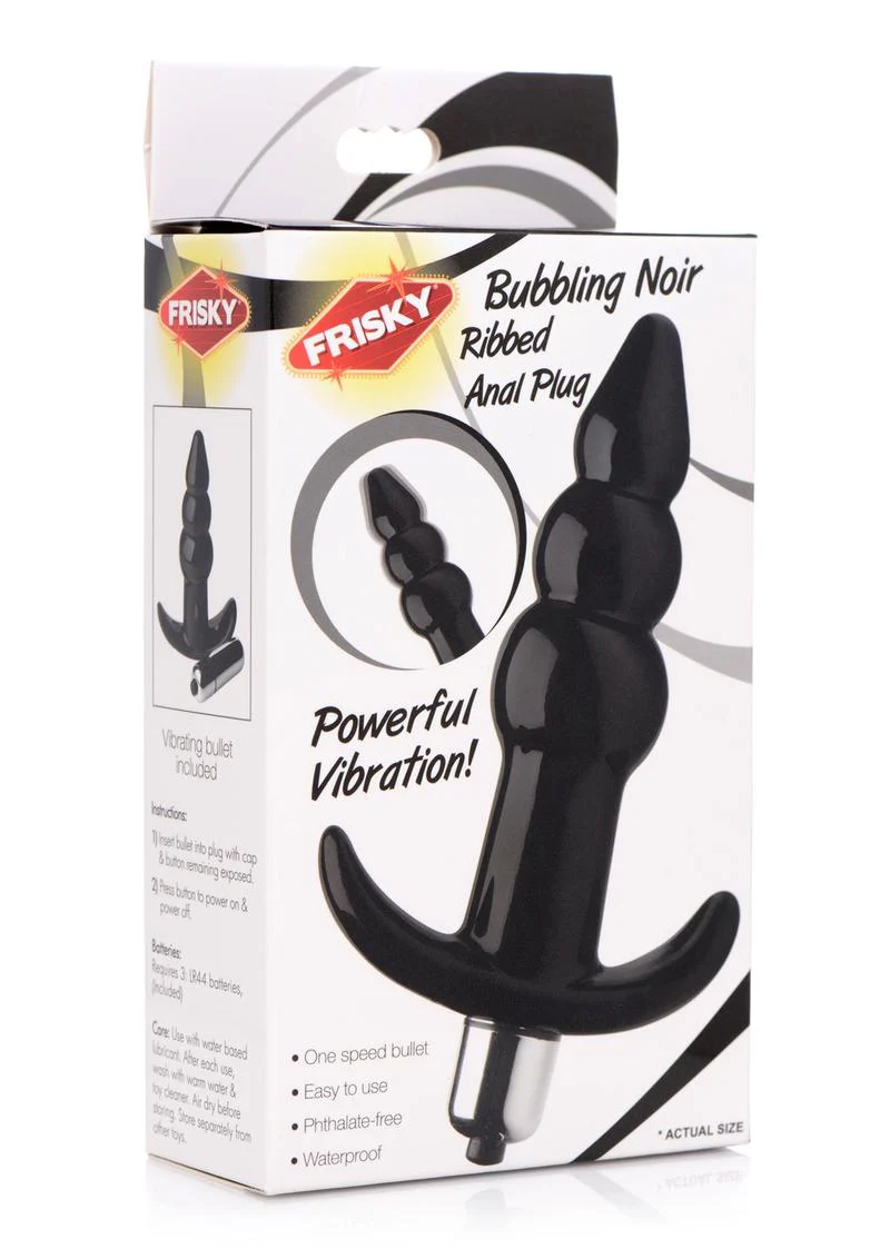 Frisky Bubbling Noir Ribbed Vibrating Butt Plug - Image 4