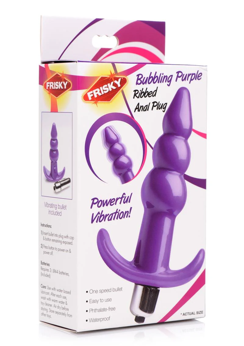 Frisky Bubbling Purple Ribbed Anal Plug - Image 4