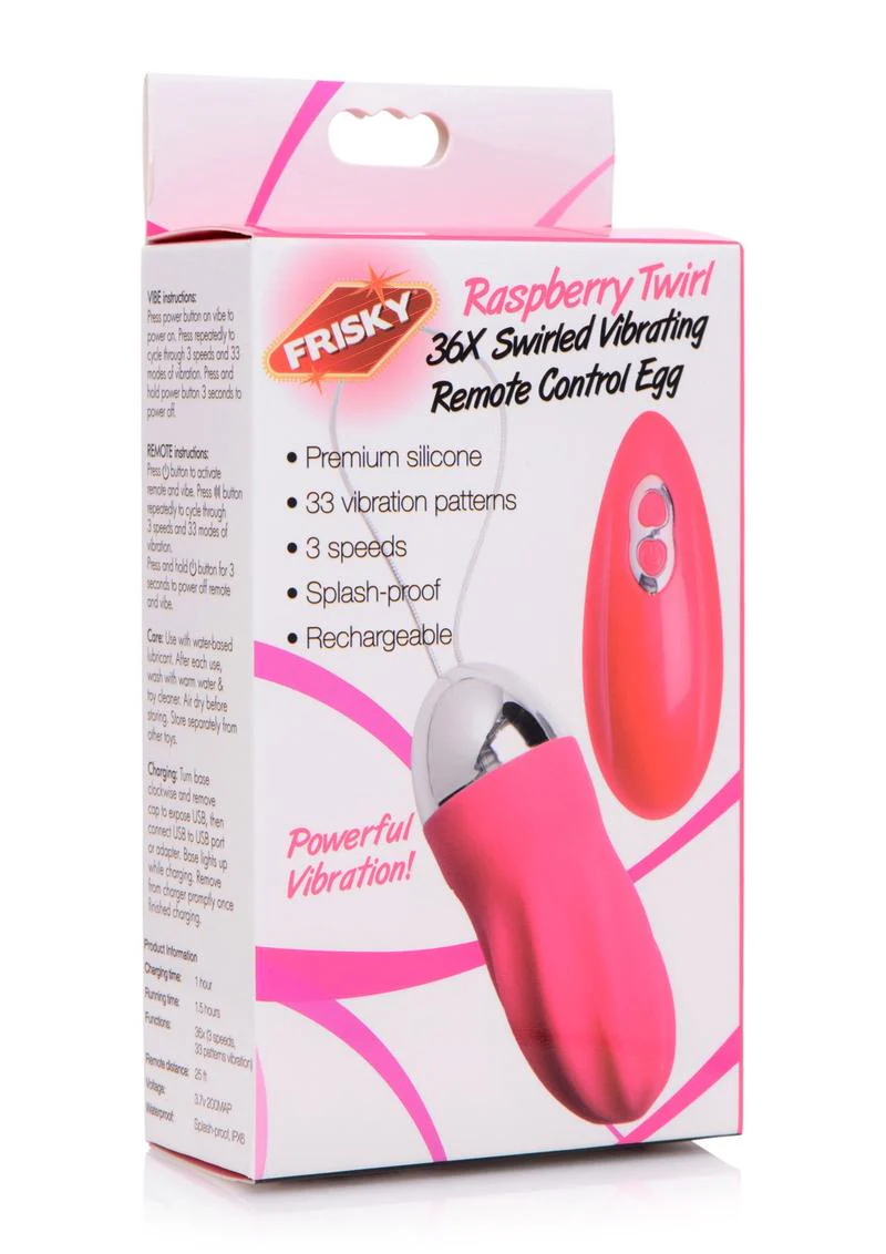 Frisky Raspberry Twirl 36X Swirled Silicone Egg Vibrating With Remote Control - Image 4