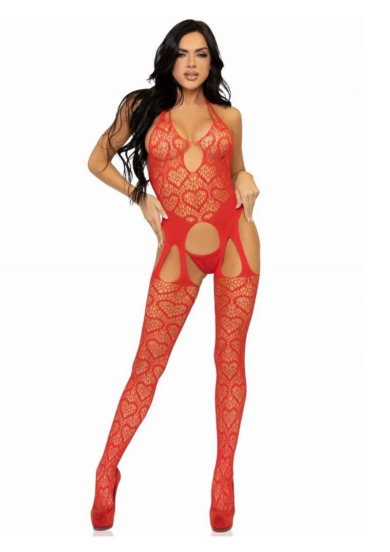 Leg Avenue Seamless Heart Net  One Size  Suspender Bodystocking - Image 8