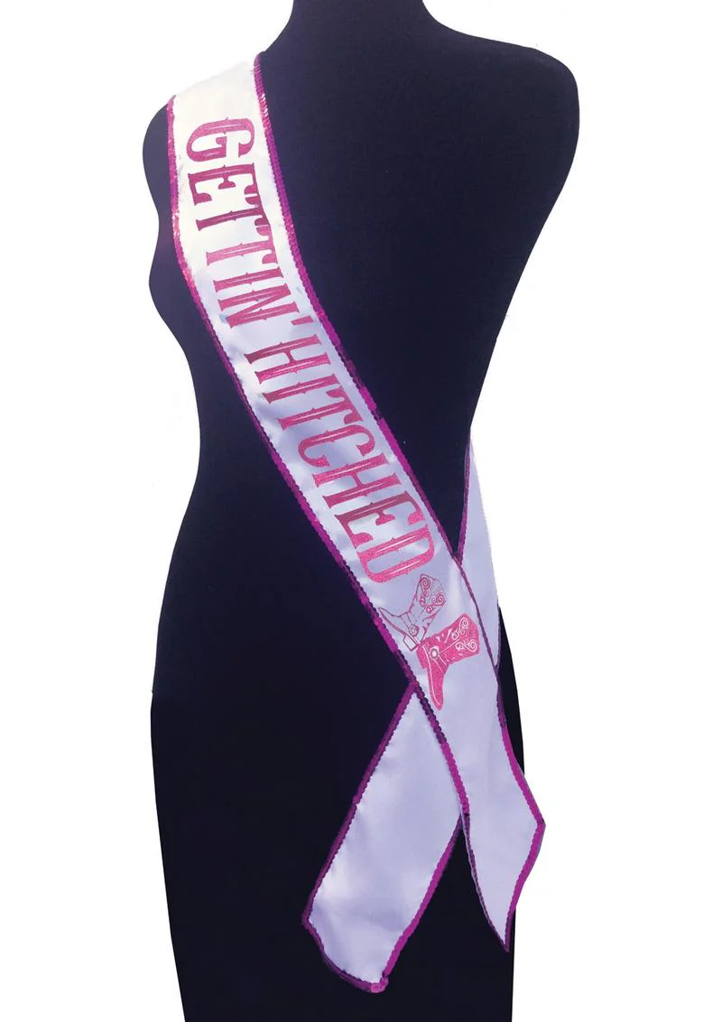 Gettin Hitched Bride Party Sash Bridal Boots Design