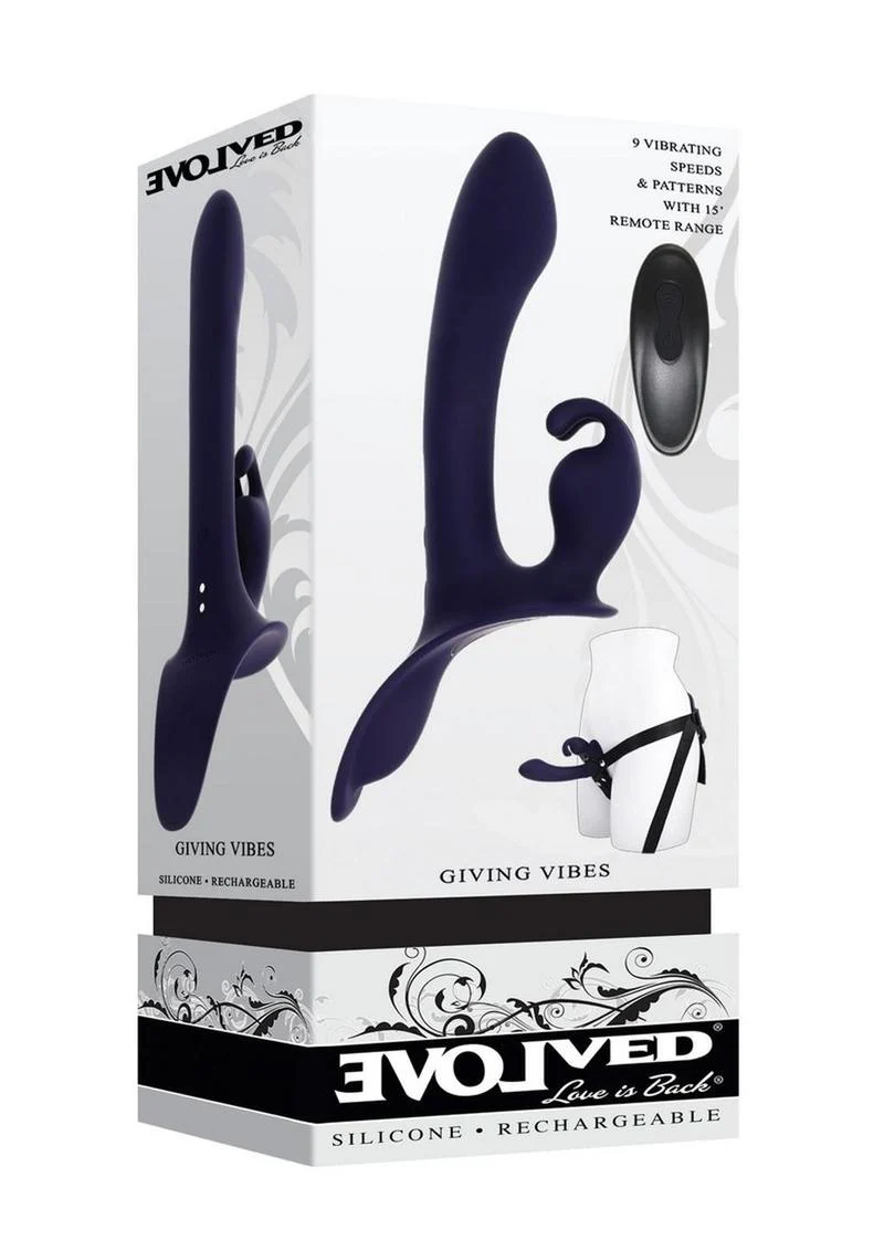 Giving Vibes Silicone Triple Stimulation Strap-On - Image 4