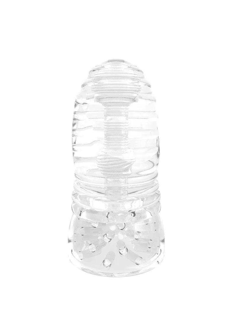 Glacier Dual End Stroker Clear Masturbator with Multi-Textured Sides
