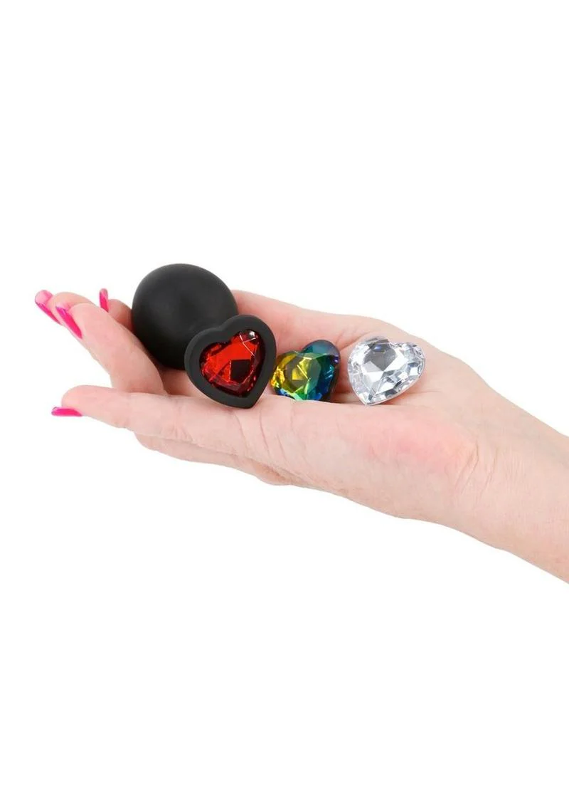 Glams Xchange Heart Silicone Anal Plug with Swappable Gems - Image 4