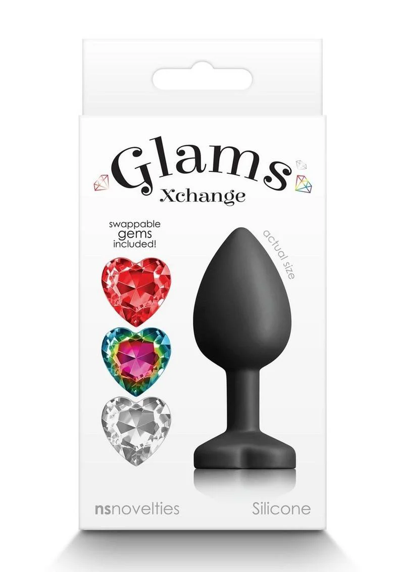 Glams Xchange Heart Silicone Anal Plug with Swappable Gems - Image 5