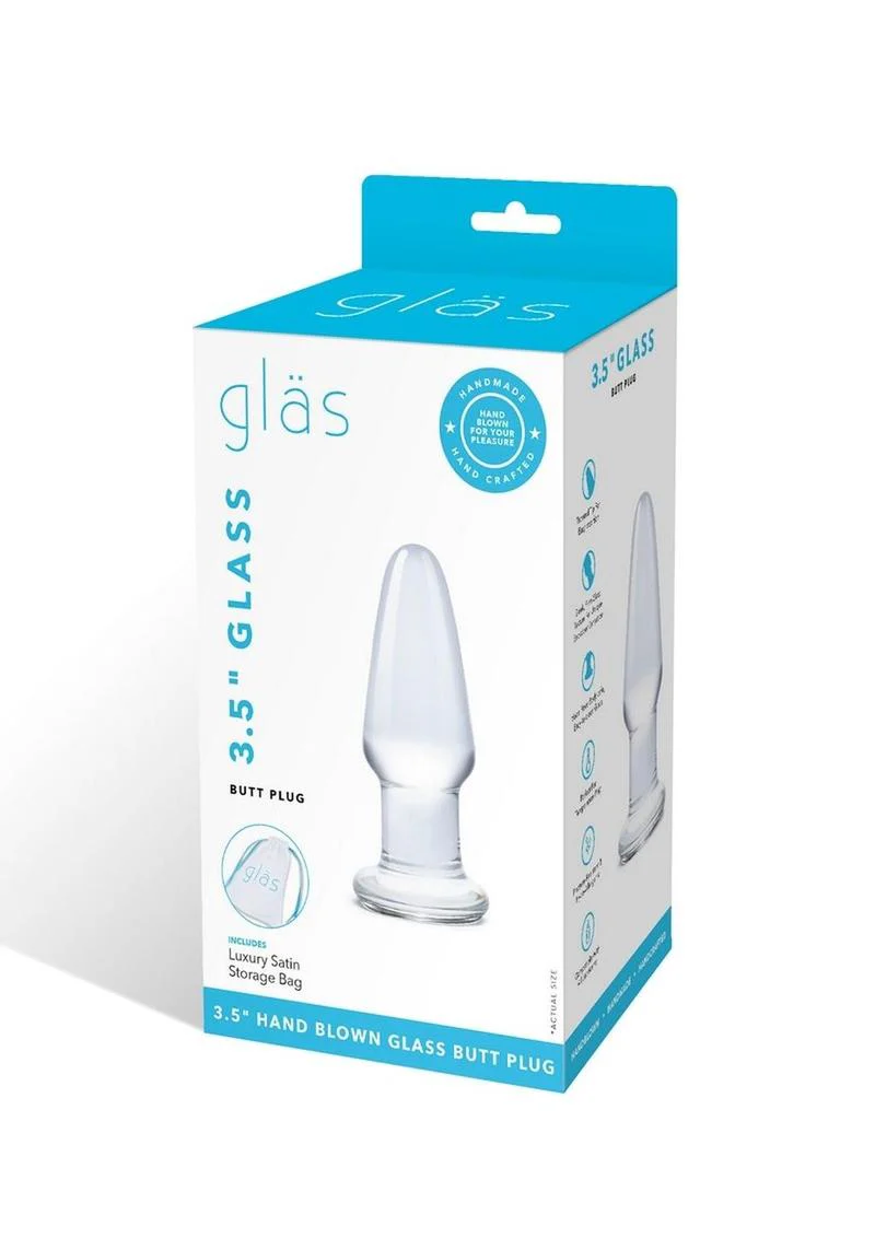 Gläs 3.5 Inch Glass Hand Blown Classic Clear Butt Plug - Image 4