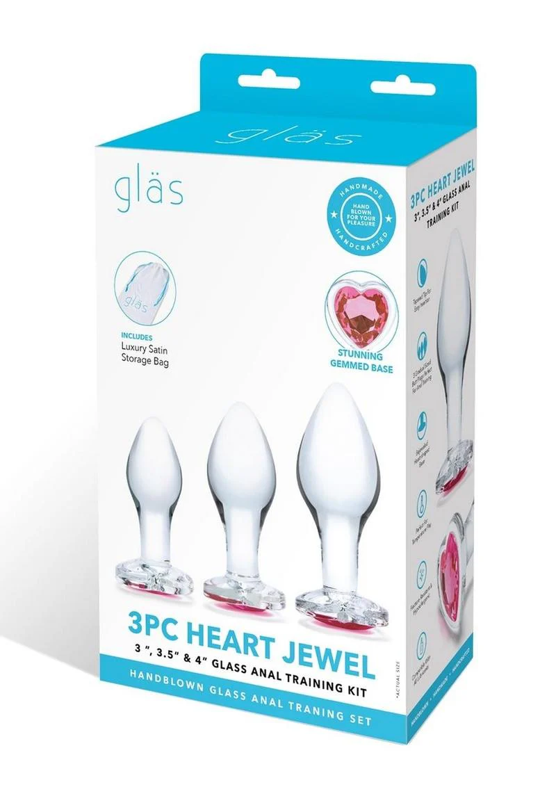Gläs 3 Piece Heart Jewel Blown Glass Anal Training Kit - Image 4