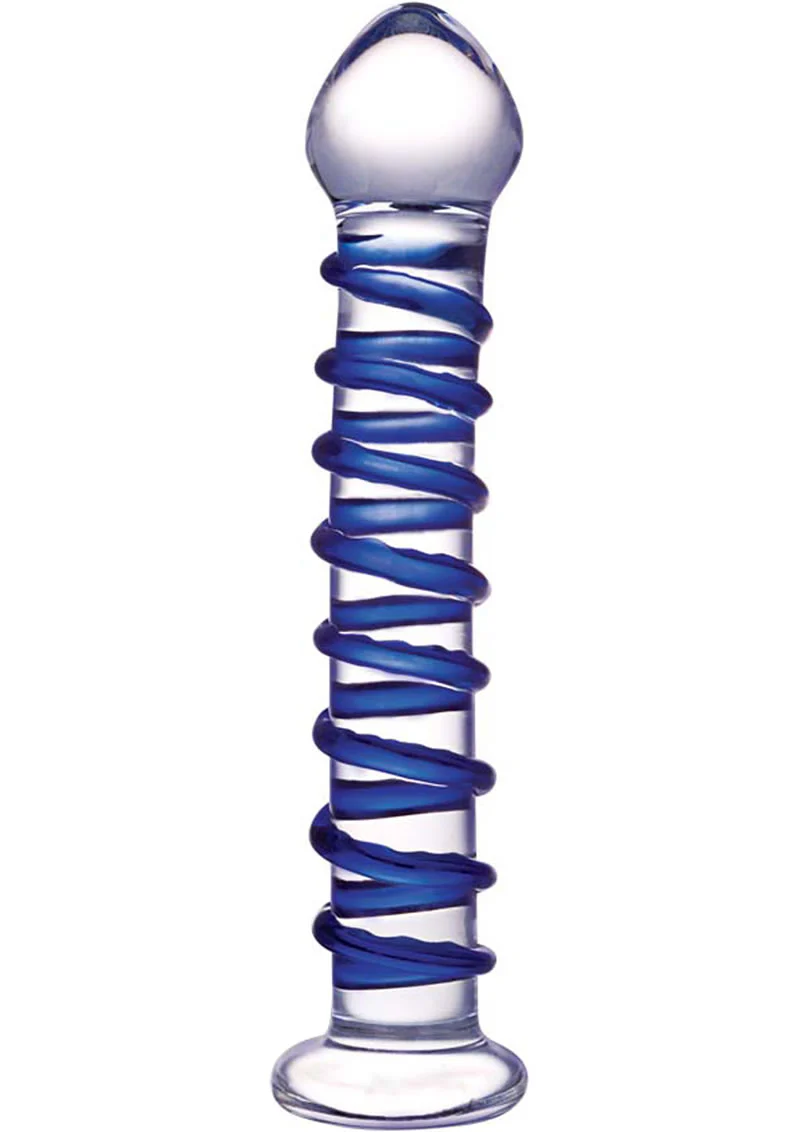 Glas Blue Spiral Glass Dildo With Handcrafted Toy
