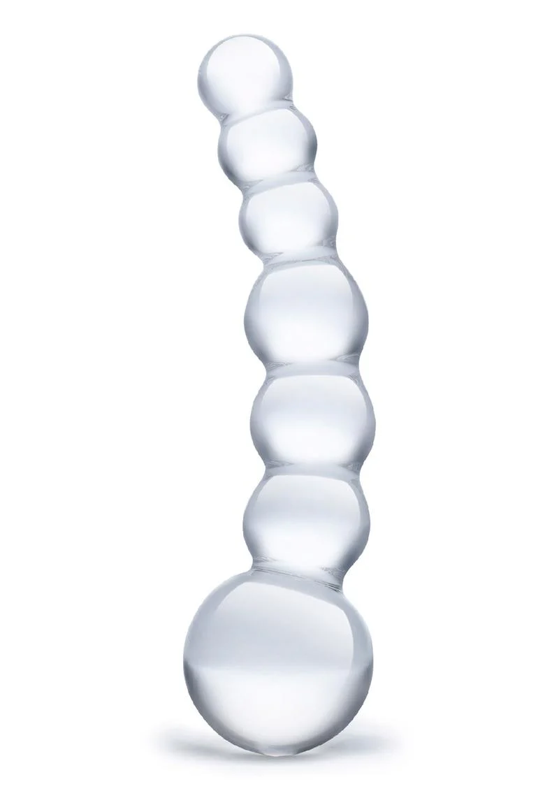 Glas Curved Beaded Glass Dildo With Luxury Satin Storage Bag