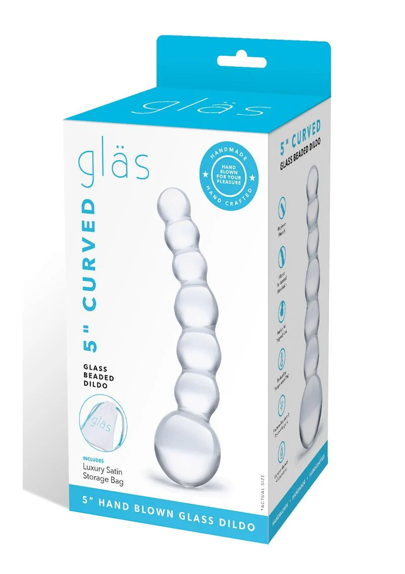 Glas Curved Beaded Glass Dildo With Luxury Satin Storage Bag - Image 4