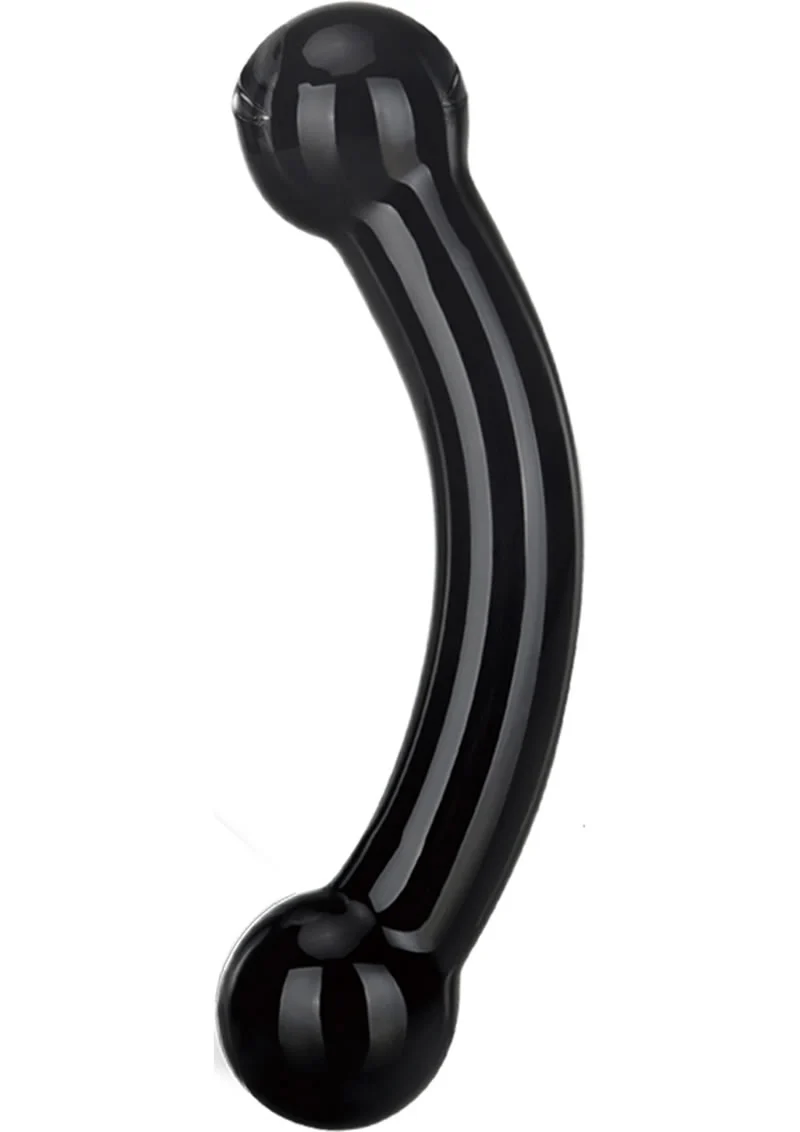 Glas Double Bull Black And Handcrafted Dual-Ended Glass Dildo
