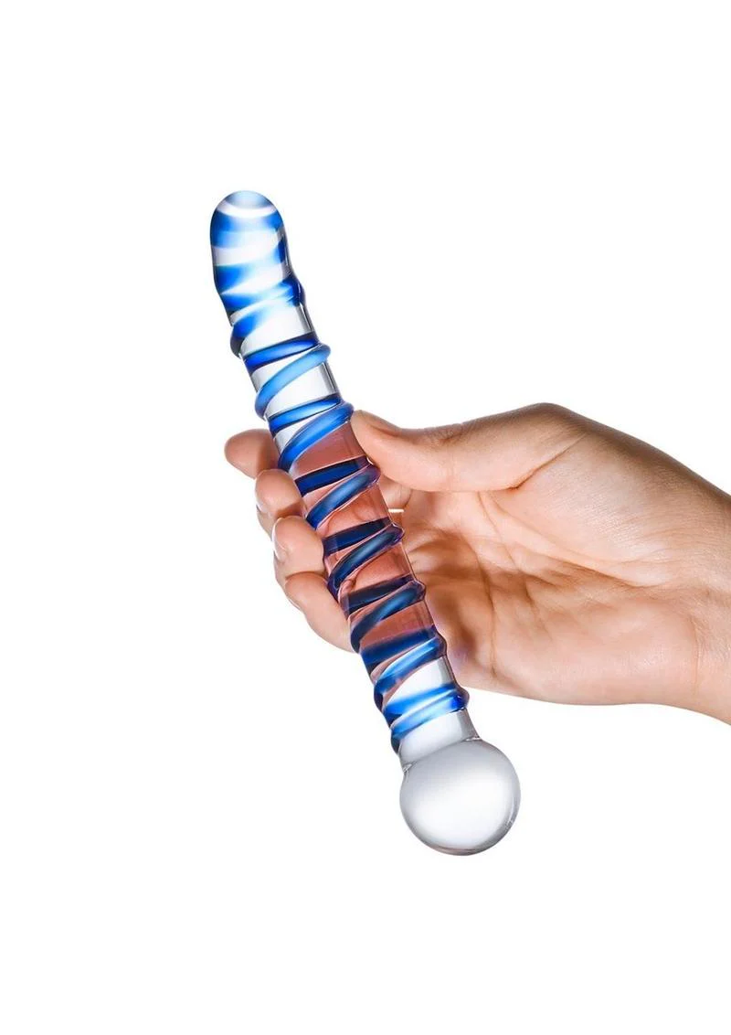 Glas Mr. Swirly G-Spot Glass Textured Dildo - Image 3