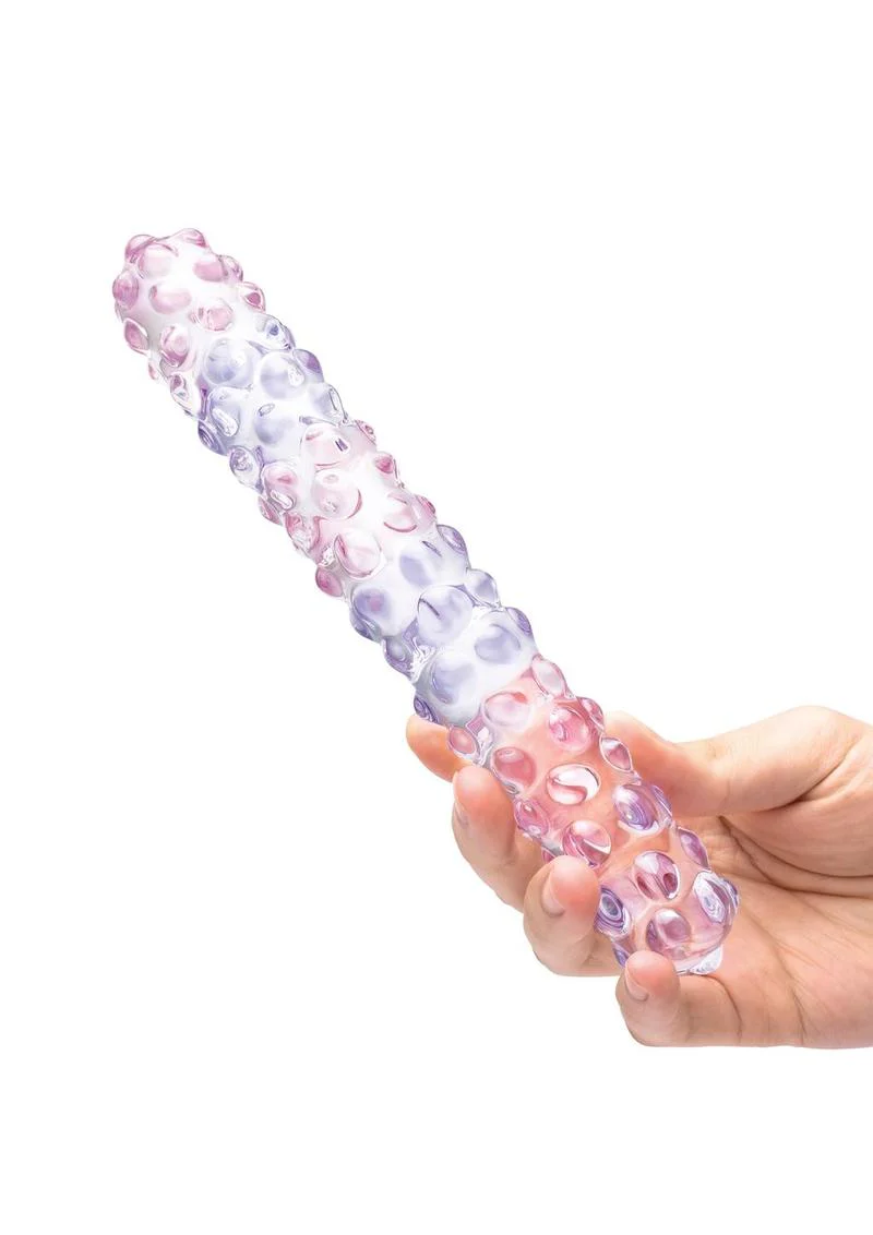 Glas Purple Rose Nubby Hand-Blown Glass Dildo - Image 3