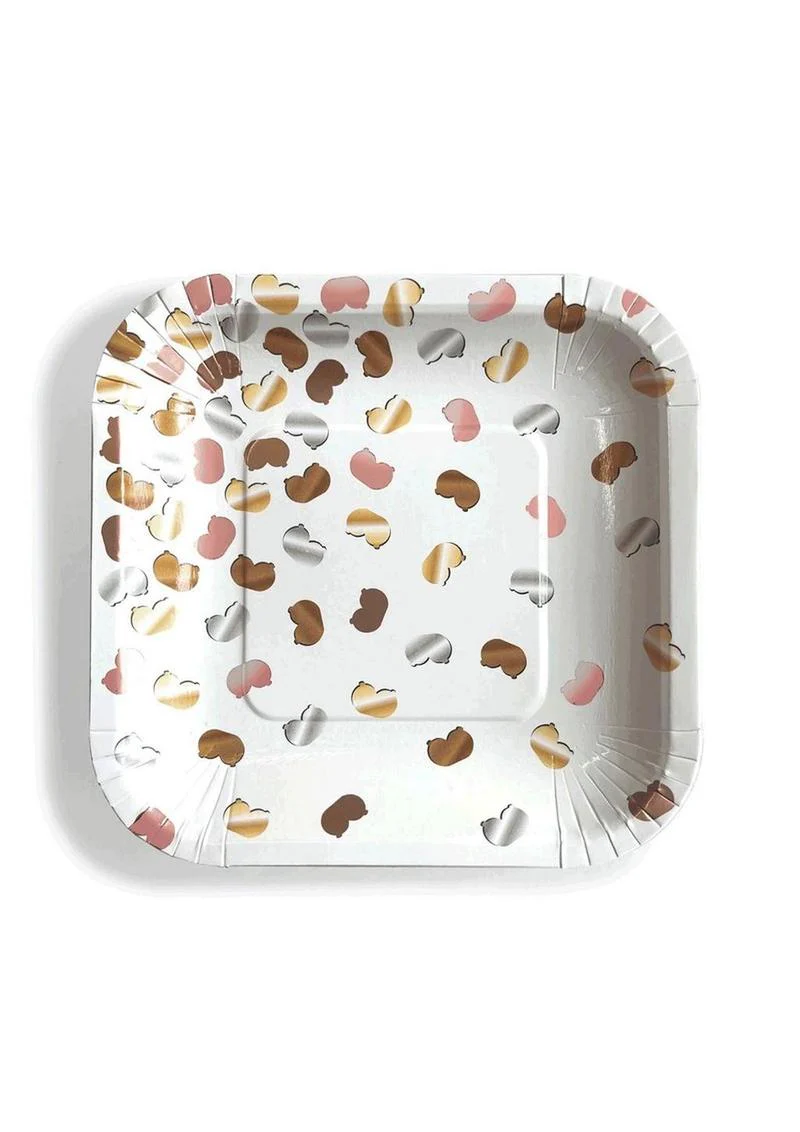Glitterati Boobie Party Paper Plates Set of 8 Multicolor