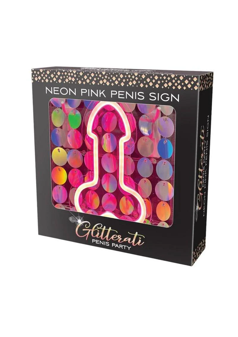 Glitterati Neon Pink Penis Sign - Image 2