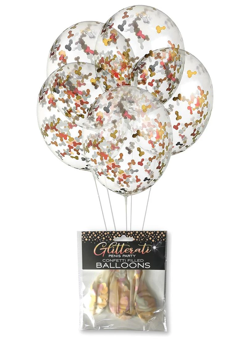Glitterati Penis Party Confetti Filled Balloons Cheeky Design 5-Pack