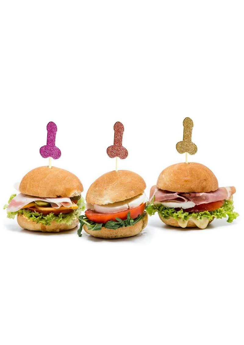 Glitterati Penis Party Cupcake Toppers 24 Decorative Toothpicks - Image 2