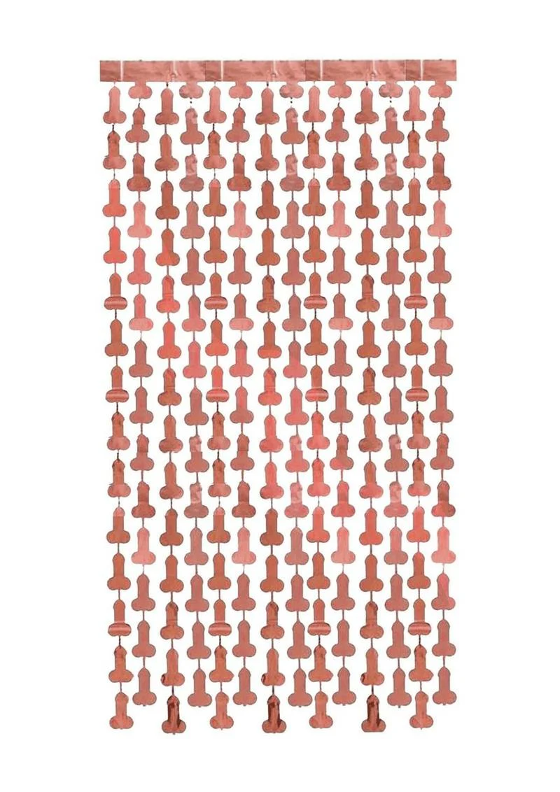 Glitterati Penis Party Metallic Curtains 2-Piece Set Rose Gold
