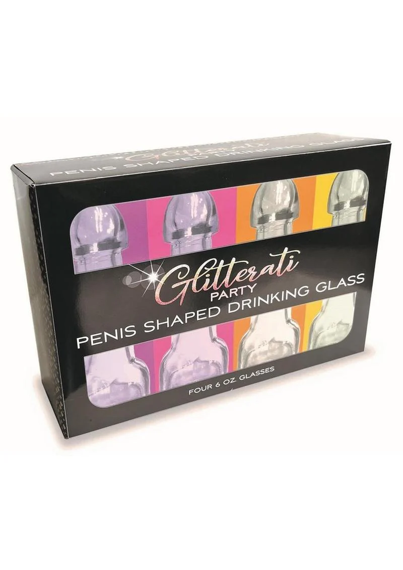 Glitterati Penis Shaped Drinking Glasses 4-Pack for Adult Parties - Image 2