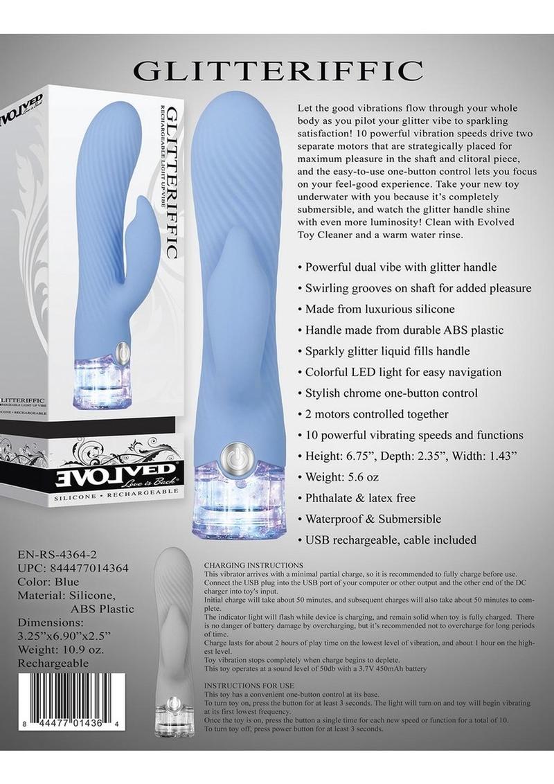 Glitteriffic Rechargeable Silicone Light-Up Rabbit Vibrator - Image 4