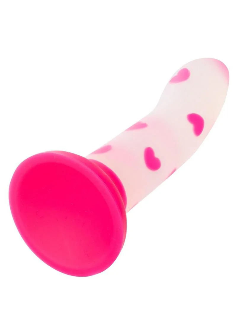 Glow Stick Heart Silicone Glow In The Dark Dildo With Suction Base - Image 2
