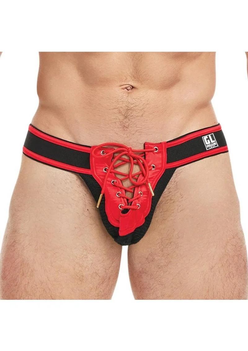 Goal Line Lace-Up Jockstrap (S/M) - Red - Image 3