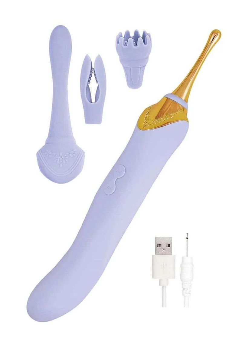 Goddess Lavender Elegance Rechargeable Silicone Dual End Massager - Image 3