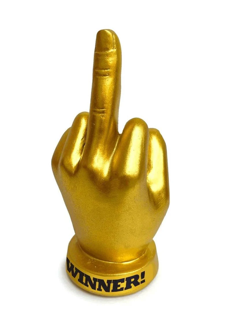 Golden F-U Finger Customizable Desk Trophy Fun Gift
