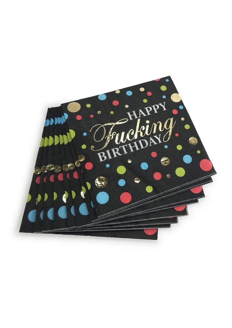 Happy Fucking Birthday Cocktail Napkins 8-Count Cheeky Design