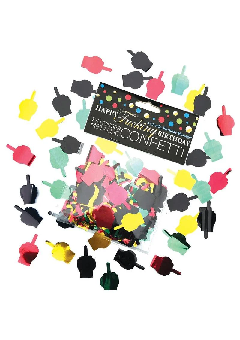 Happy Fucking Birthday F-U Finger Confetti Metallic Multicolor