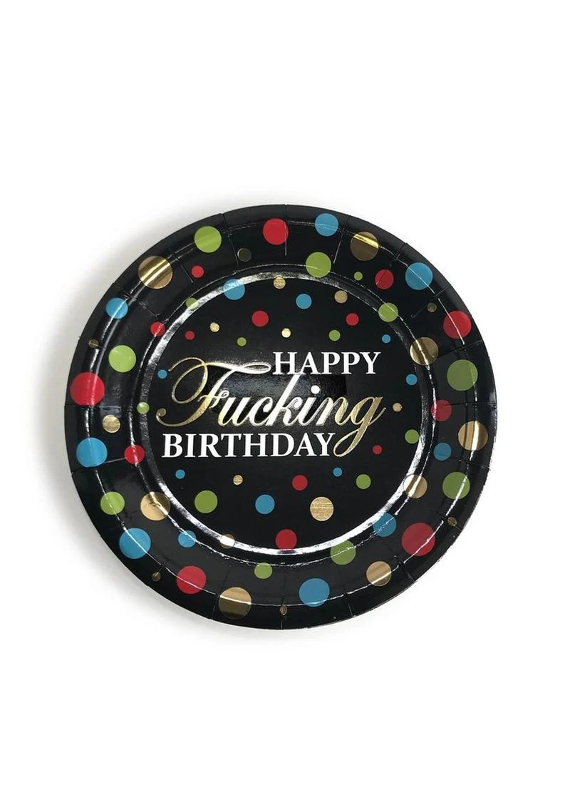 Happy Fucking Birthday Party Plates 8 Count Cheeky Design