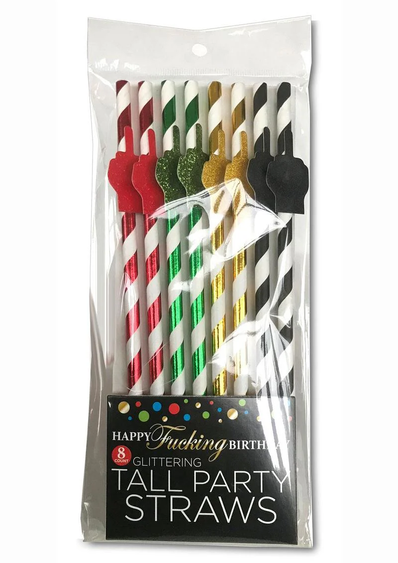 Happy Fucking Birthday Tall Party Straws Glittering Fun Straws - Image 3