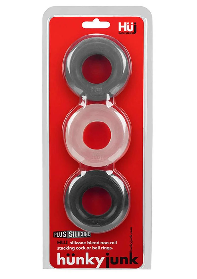 Hunky Junk HUJ3 Versatile 3-Pack Silicone Cock Ring - Image 4