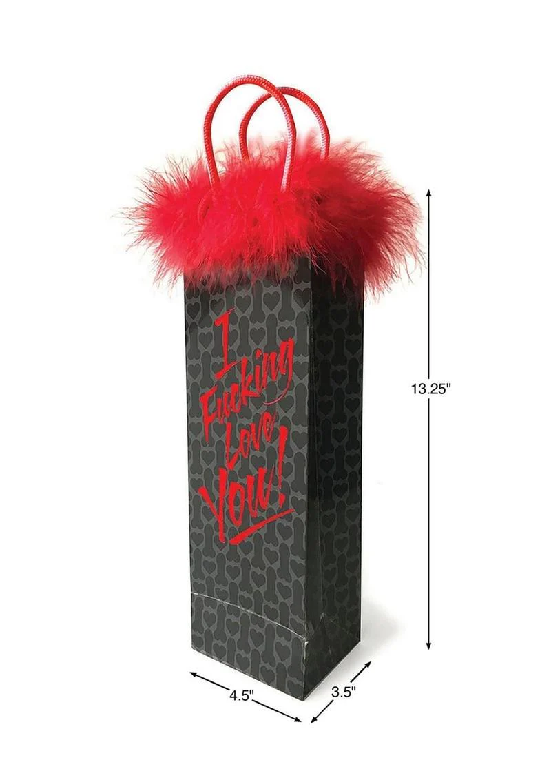 I Fucking Love You Gift Bag Red Feather Trim Fun Gift Packaging