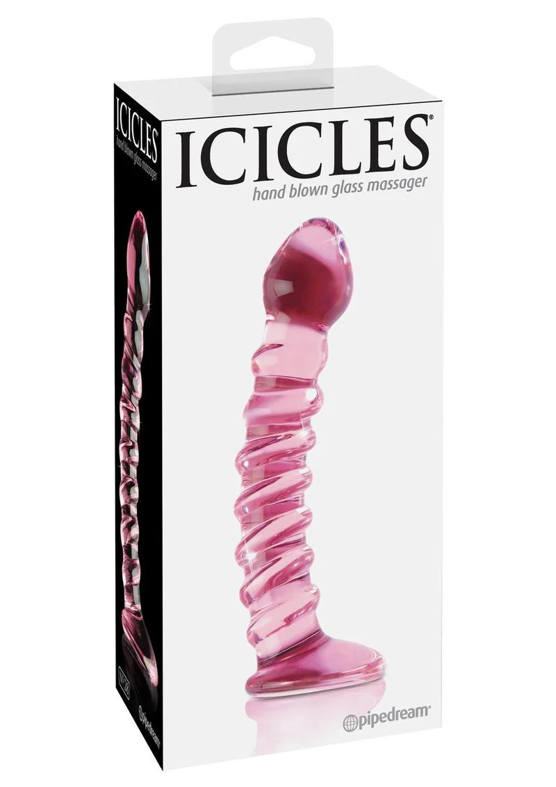 Icicles No. 28 Textured Glass G-Spot Dildo Hand Blown - Image 3