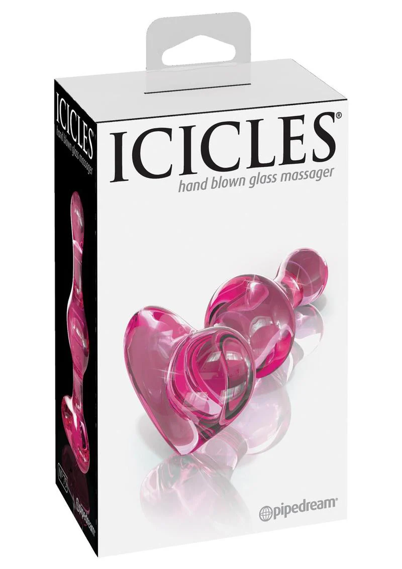 Icicles No. 75 Beaded Heart Shaped Glass Anal Plug - Image 3