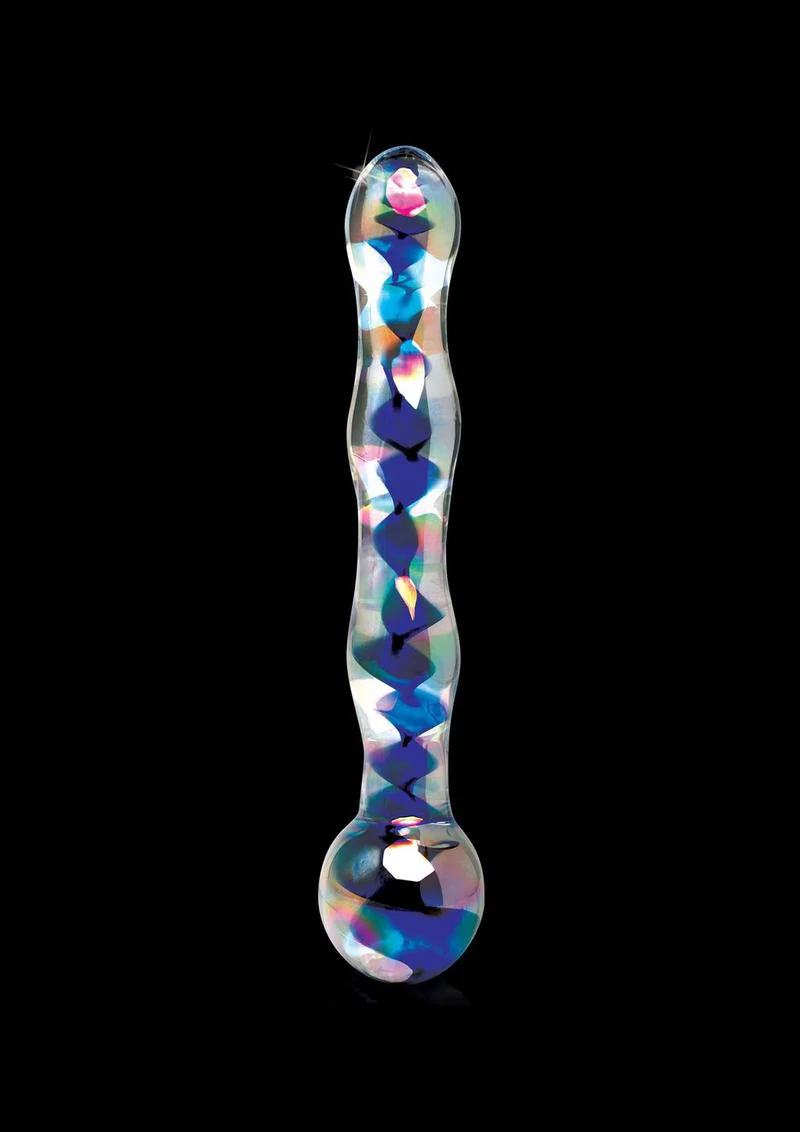 Icicles No. 8 Beaded Glass Massager with Iridescent Design - Image 2