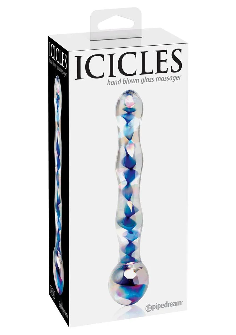 Icicles No. 8 Beaded Glass Massager with Iridescent Design - Image 3