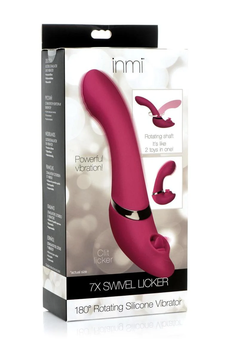 Inmi 7X Swivel Licker 180 Rotating Pink Silicone Clit Licking Vibrator - Image 4