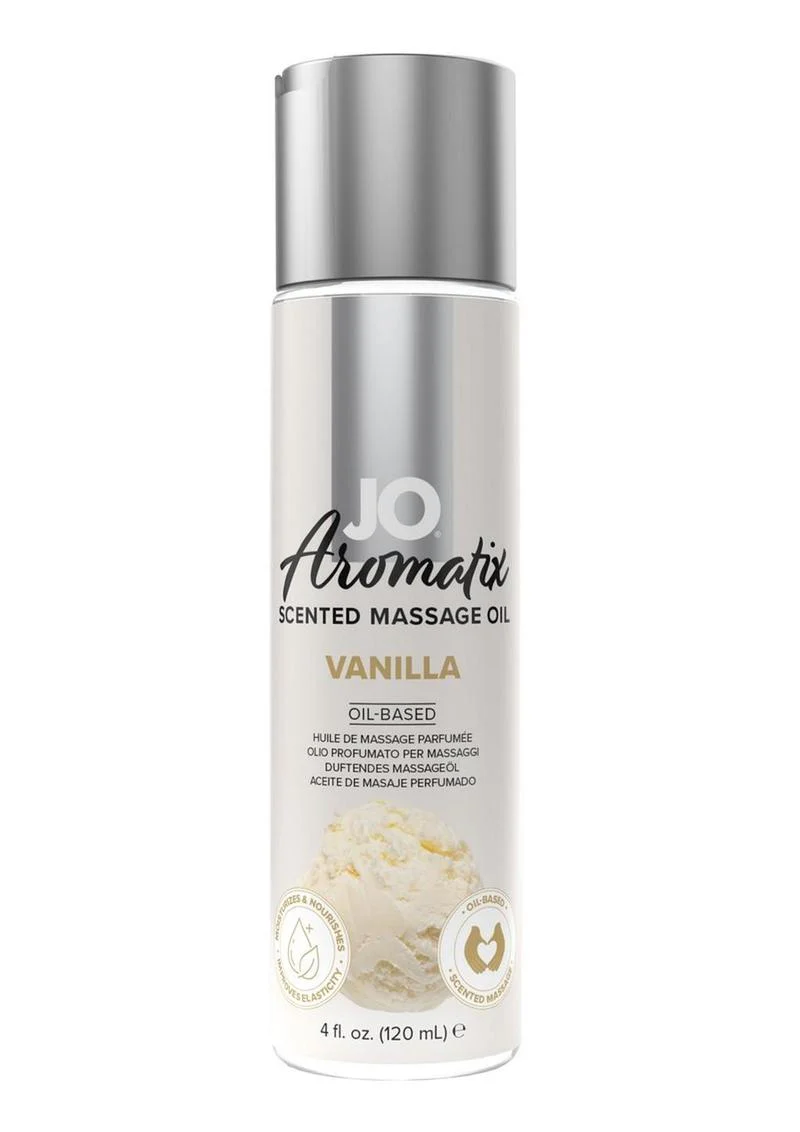 JO Aromatix Scented Massage Oil Vanilla 4oz Oil-Based for Relaxation