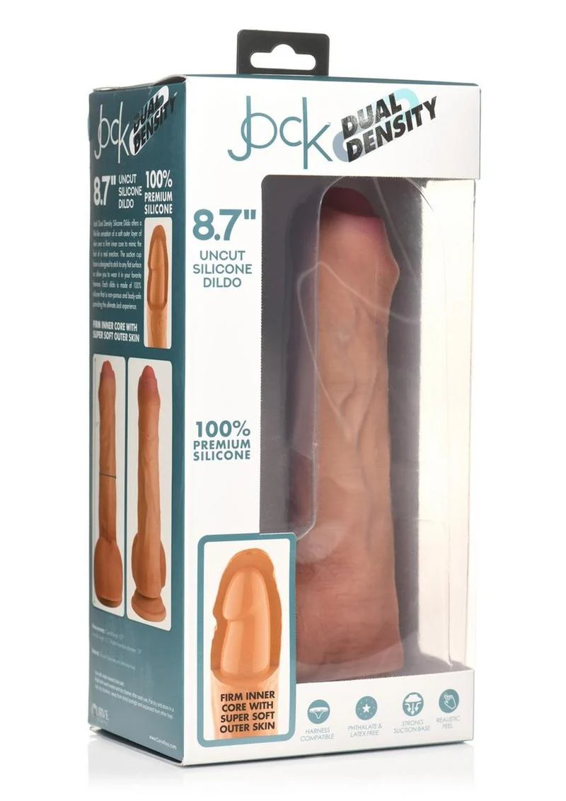 Jock Dual Density Uncut Silicone Dildo Caramel - Image 4