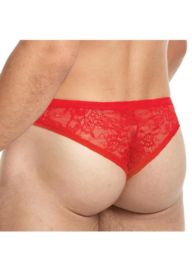 Lace King Low Rise Brazilian Brief Sheer Lace Elegance for Men - Image 6