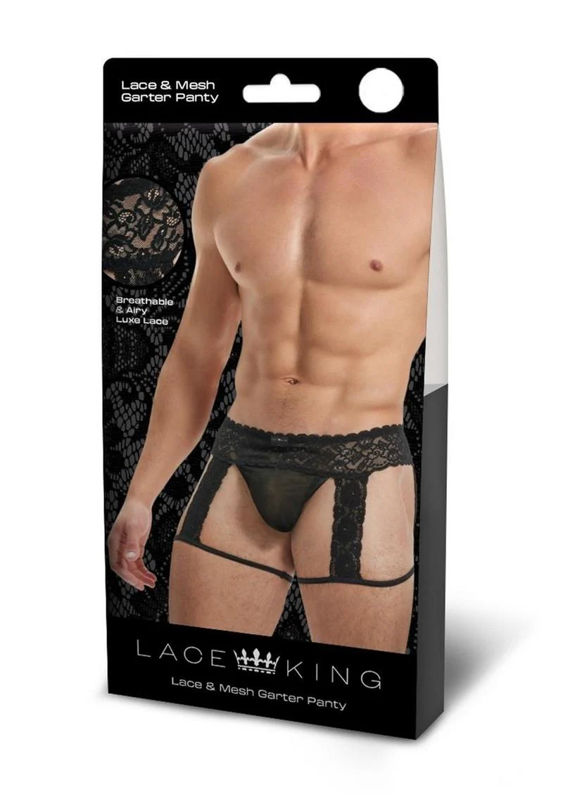 Lace King Men’s Lace And Mesh Garter Panty Seductive Lingerie - Image 9
